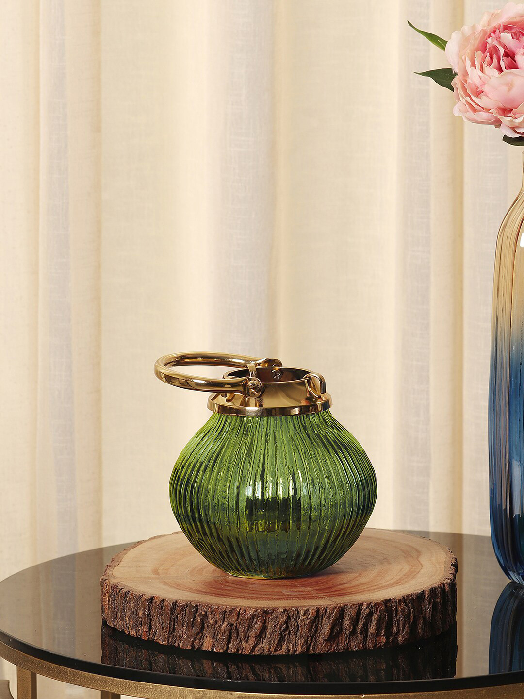 

Pure Home and Living Green Textured Tea-Light Candle Holder