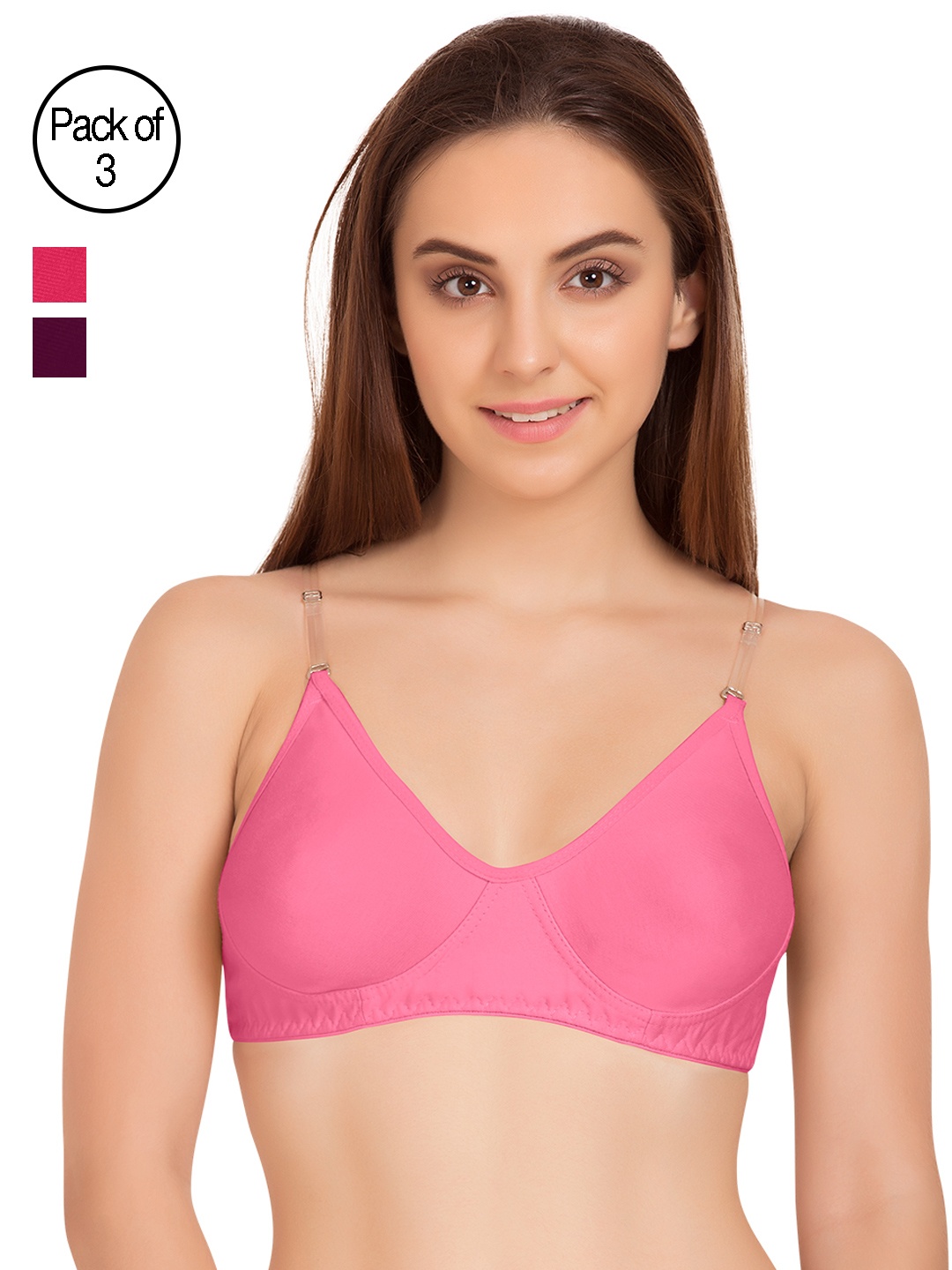 

Tweens Pack of 3 Full-Coverage T-shirt Bras TW9266, Pink