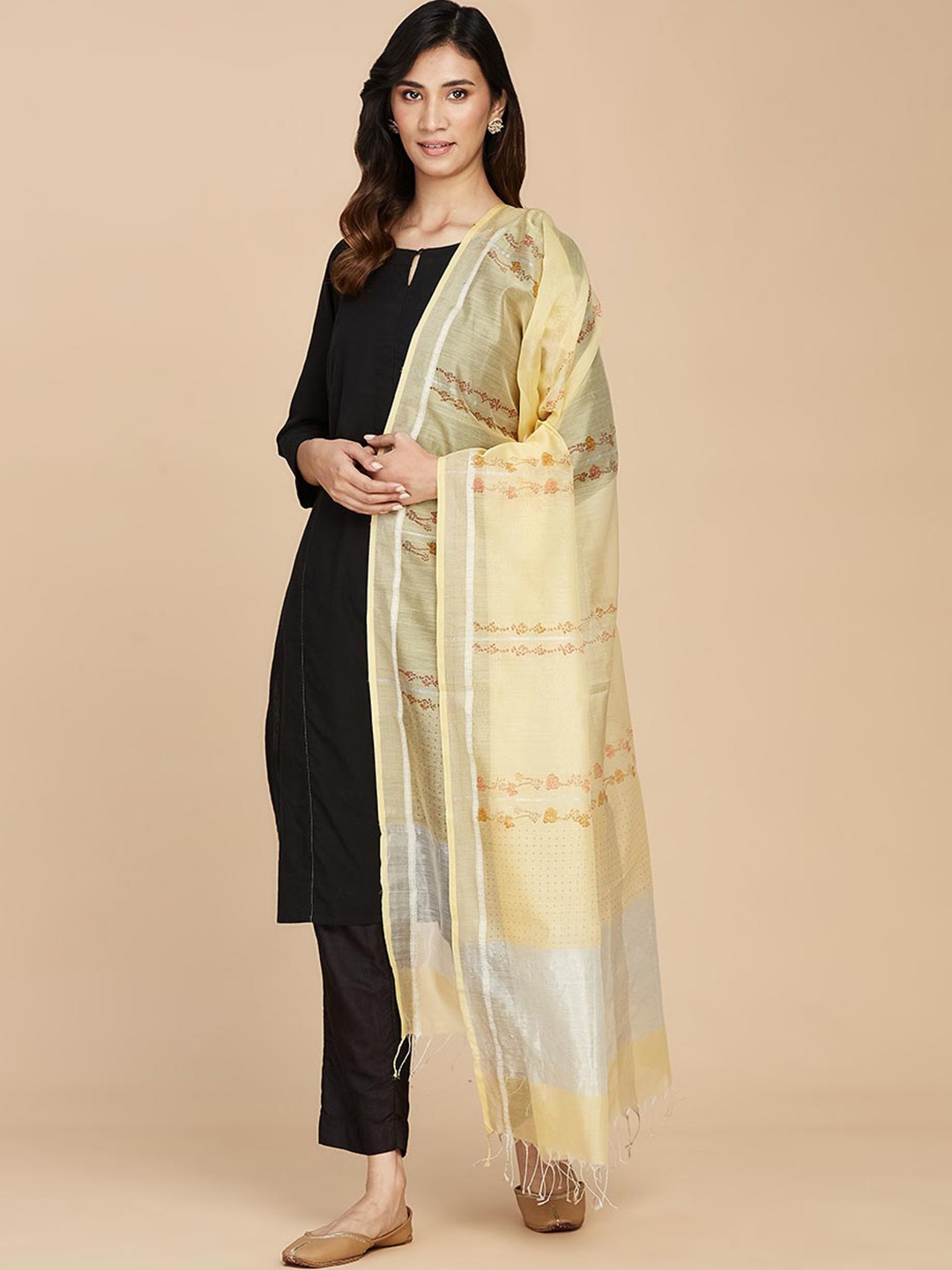 

Fabindia Ethnic Motifs Printed Dupatta, Yellow