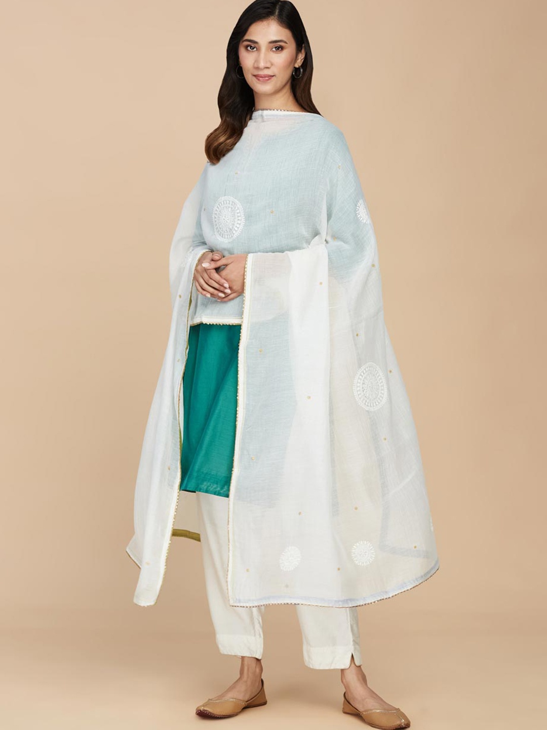 

Fabindia Ethnic Motifs GOtta Patti Embroidered Dupatta, White