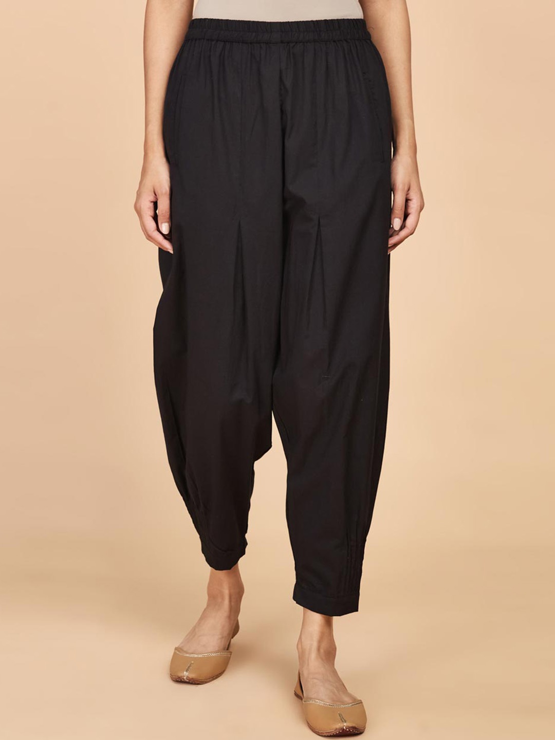 

Fabindia Mid-Rise Loose-Fit Salwar, Black