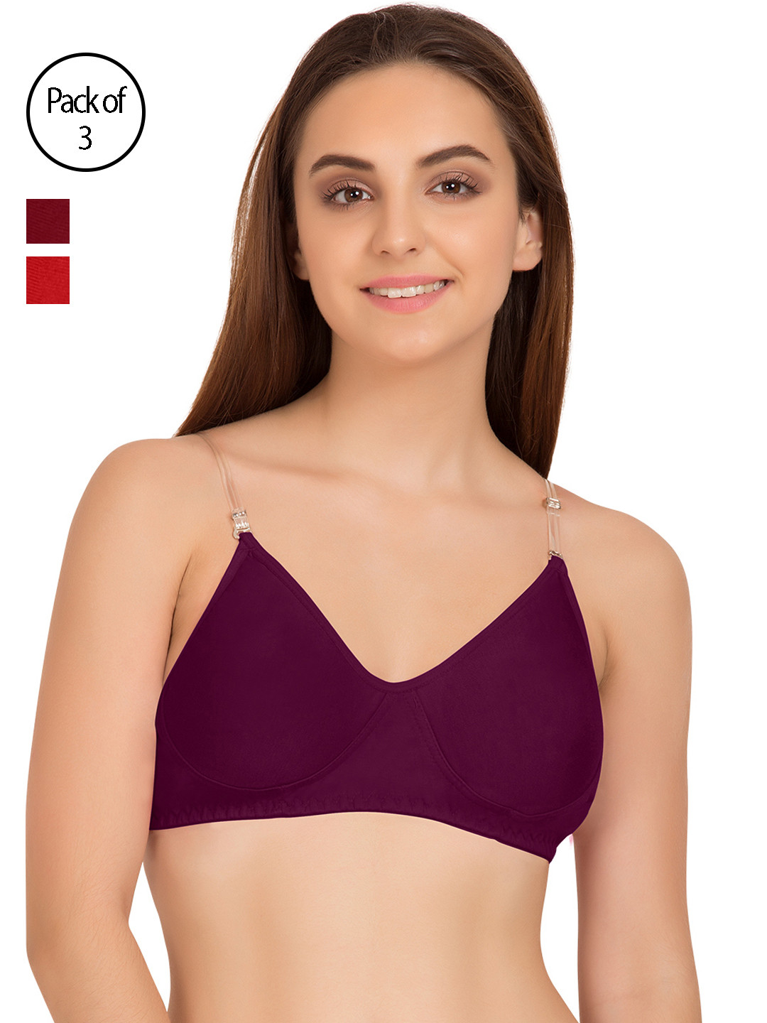 

Tweens Pack of 3 T-shirt Bras TW9266, Maroon