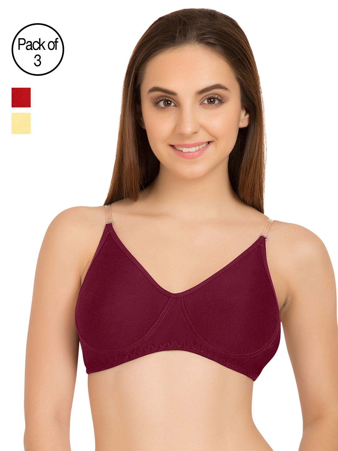

Tweens Pack of 3 Full-Coverage T-shirt Bras TW9266, Red