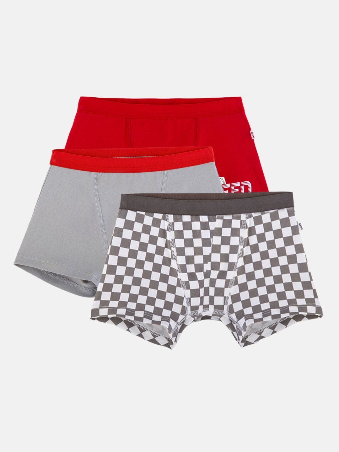 

You Got Plan B Boys Pack of 3 Checked Anti Microbial Boxer-Style Briefs, Grey