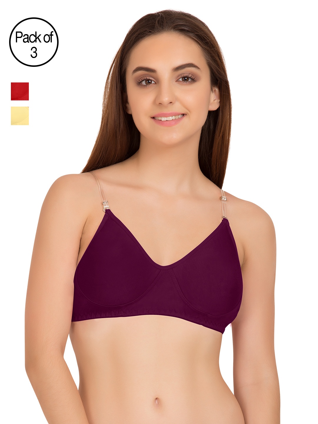 

Tweens Pack of 3 Full-Coverage T-shirt Bras TW9266, Red