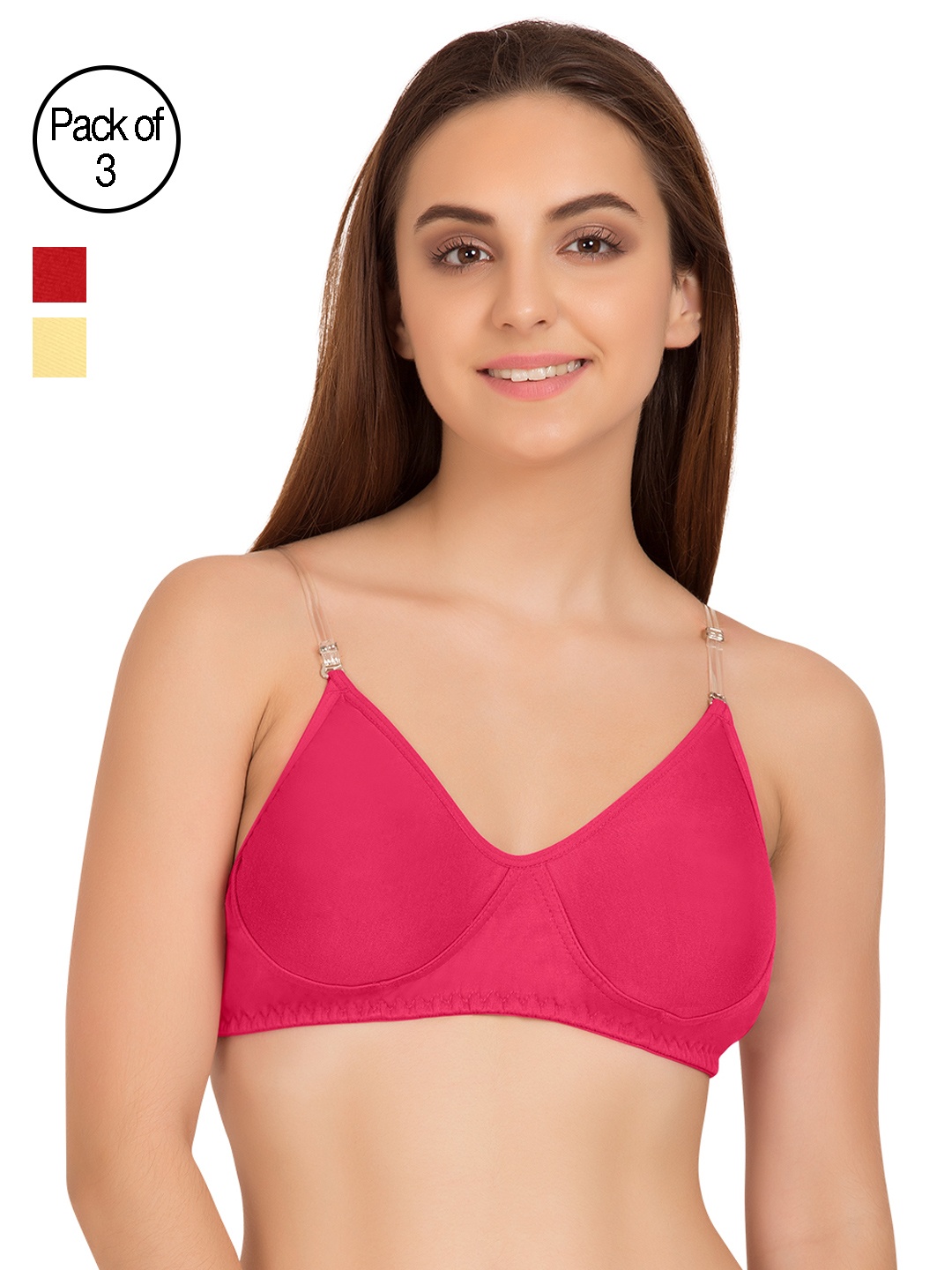 

Tweens Pack of 3 Full-Coverage T-shirt Bras TW9266, Red