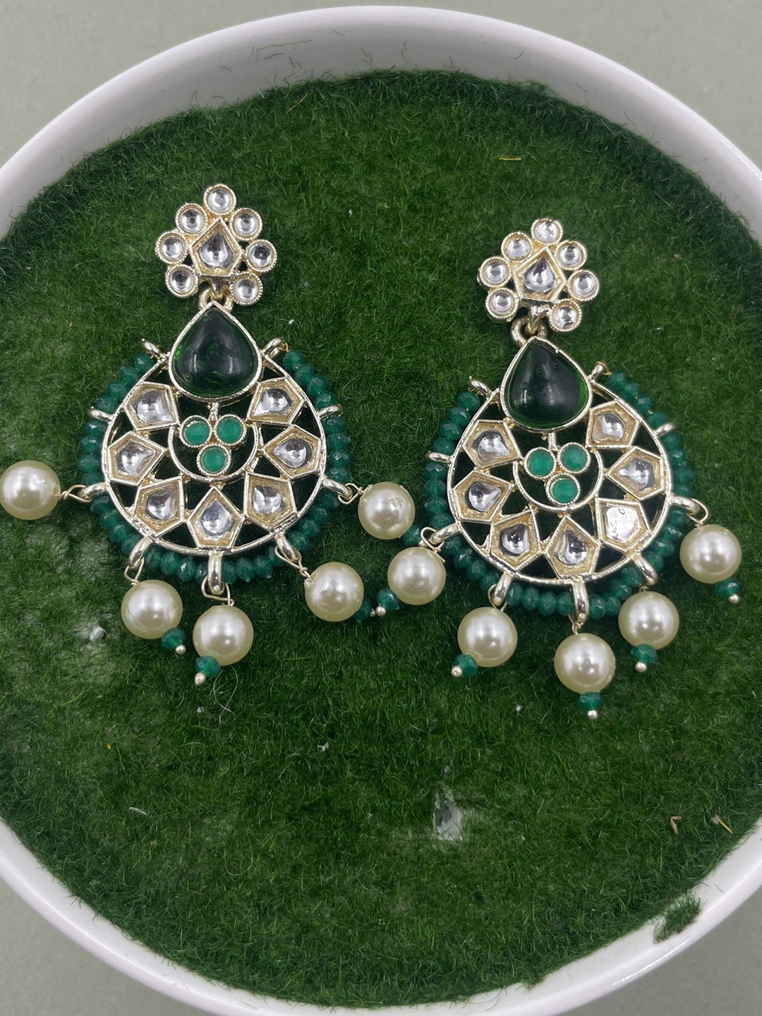 

Rhymee Gold-Plated Floral Kundan Studded Drop Earrings