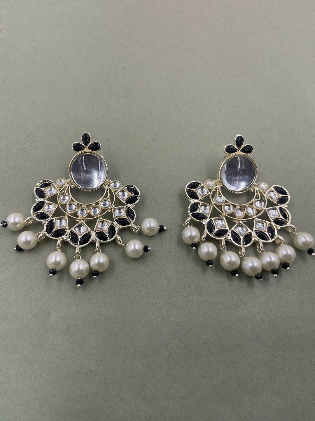 

Rhymee Gold-Plated Kundan Studded Drop Earrings