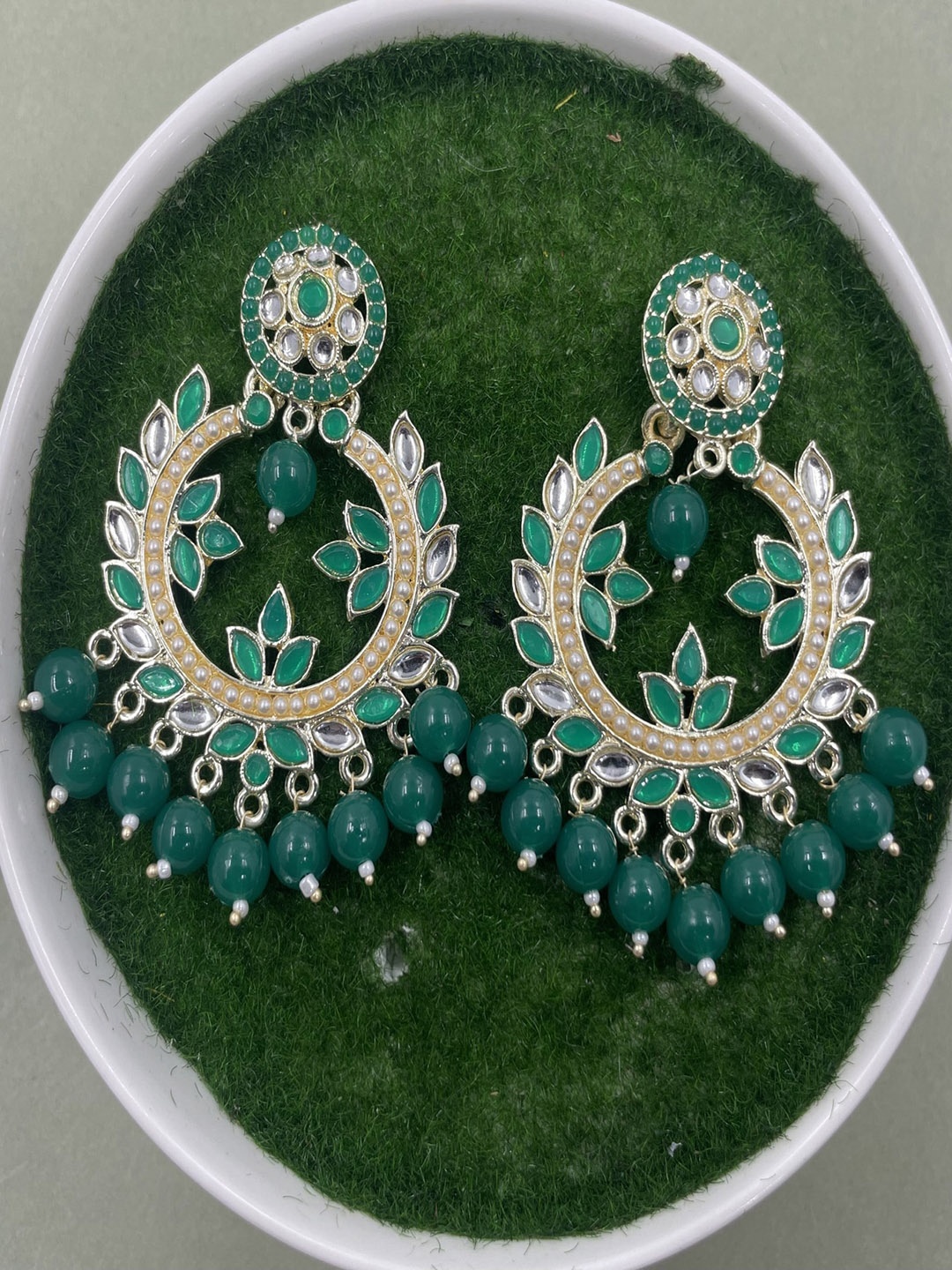 

Rhymee Gold-Plated Floral Kundan Studded Drop Earrings