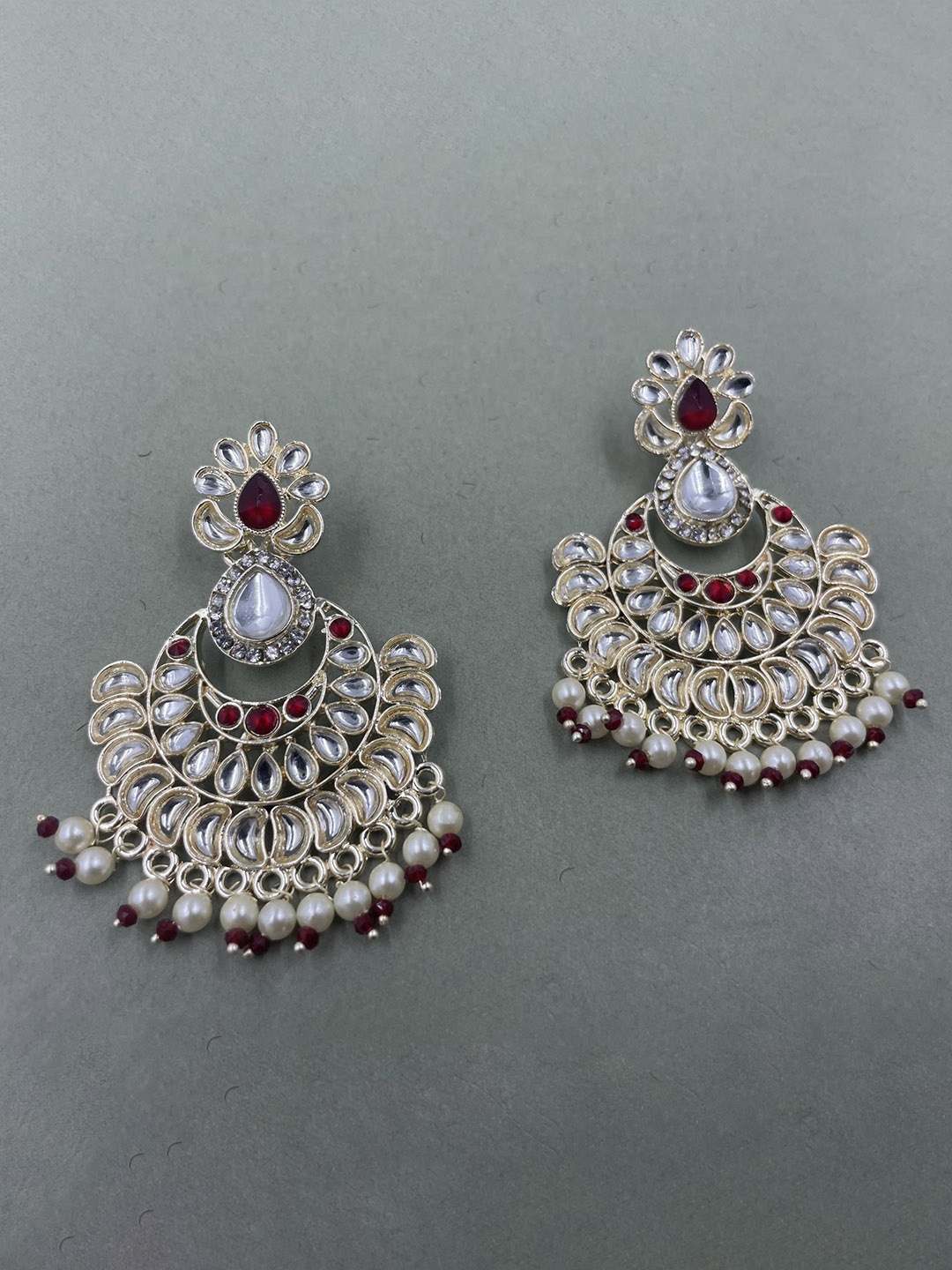 

Rhymee Gold-Plated Floral Kundan Studded Drop Earrings