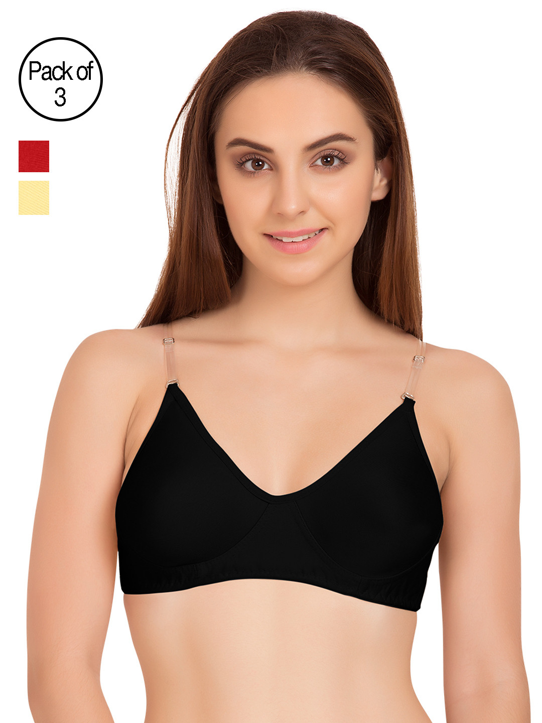 

Tweens Pack of 3 Full-Coverage T-shirt Bras TW9266, Red