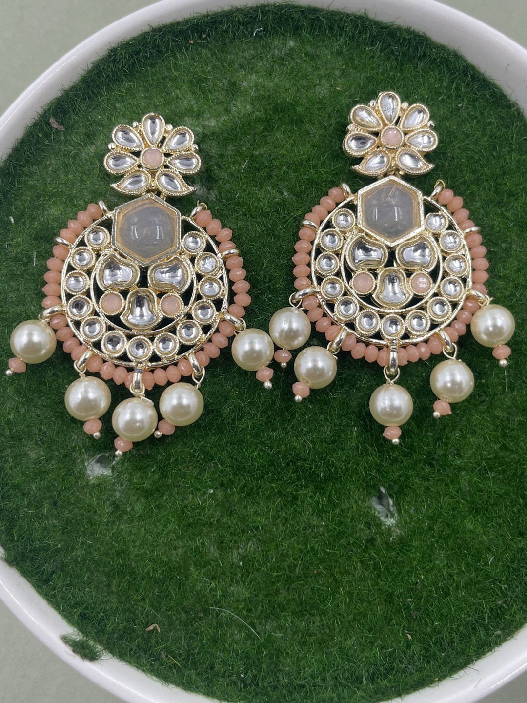

Rhymee Gold-Plated Floral Kundan Chandbalis Earrings