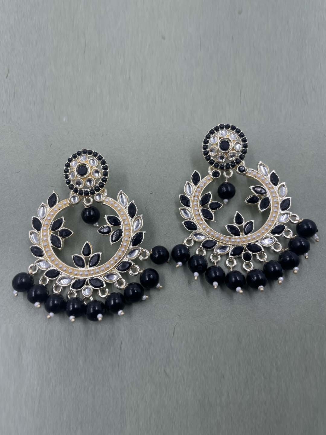 

Rhymee Gold-Plated Floral Kundan Drop Earrings