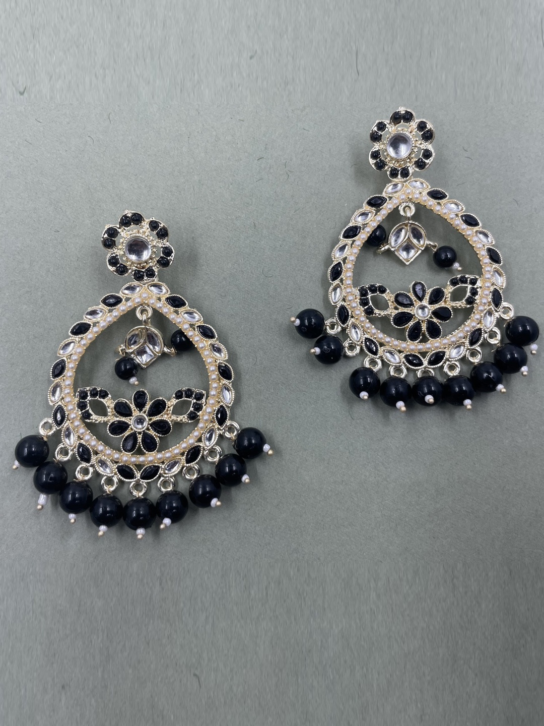 

Rhymee Gold-Plated Floral Kundan Chandbalis Earrings