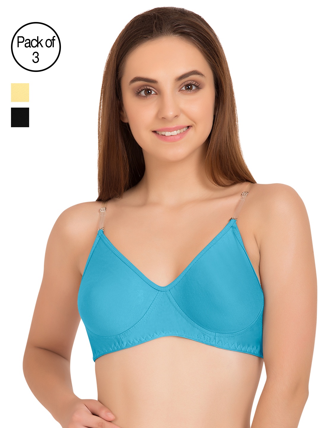 

Tweens Pack of 3 Full-Coverage T-shirt Bras TW9266, Turquoise blue