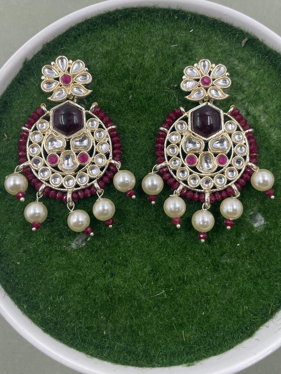 

Rhymee Gold-Plated Floral Chandbali Earrings
