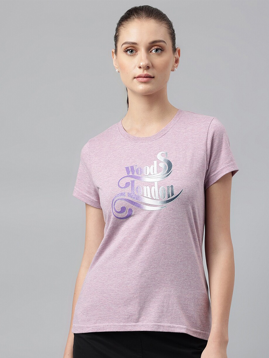 

Woodland Typography Printed Round Neck T-shirt, Purple