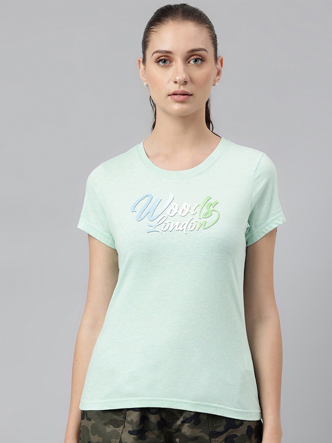 

Woodland Typography Printed Round Neck T-shirt, Green