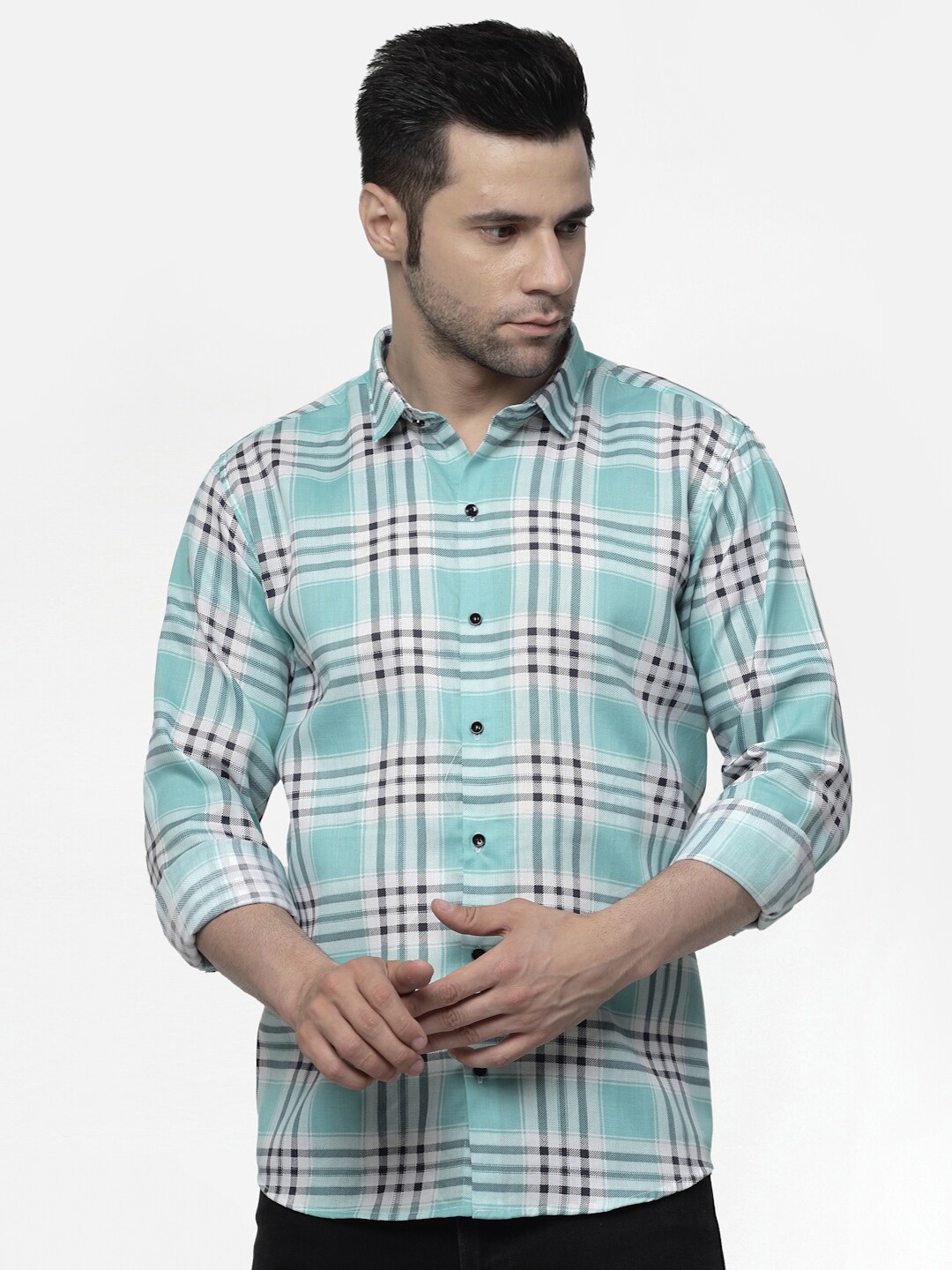 

ADWYN PETER New Tartan Checked Cotton Casual Shirt, Blue