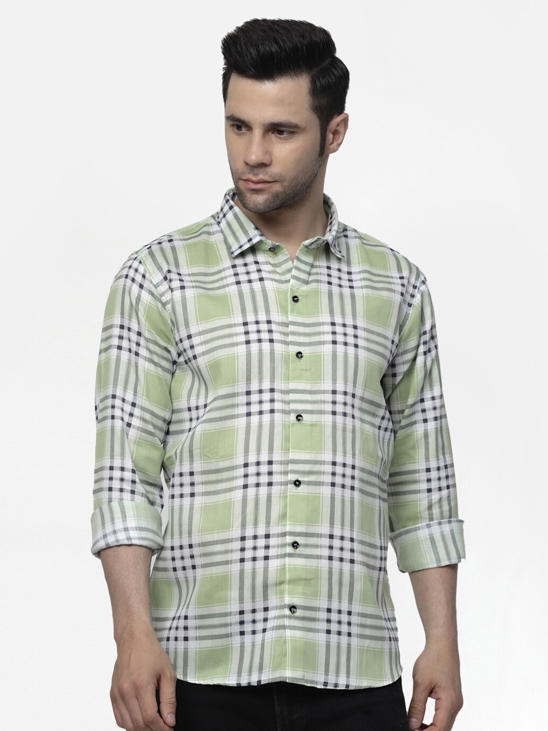 

ADWYN PETER New Tartan Checked Cotton Casual Shirt, Green