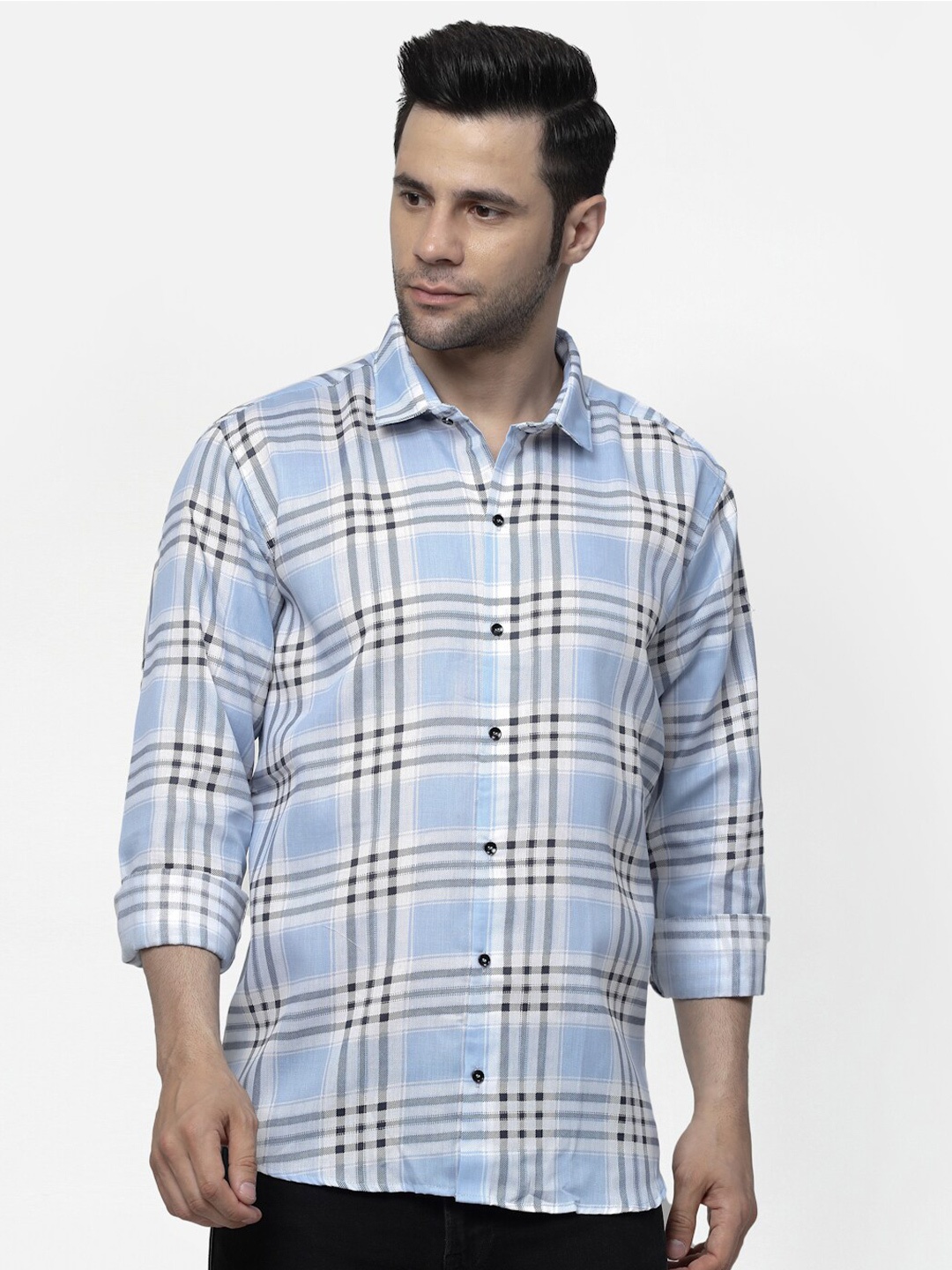 

ADWYN PETER New Tartan Checked Cotton Casual Shirt, Blue