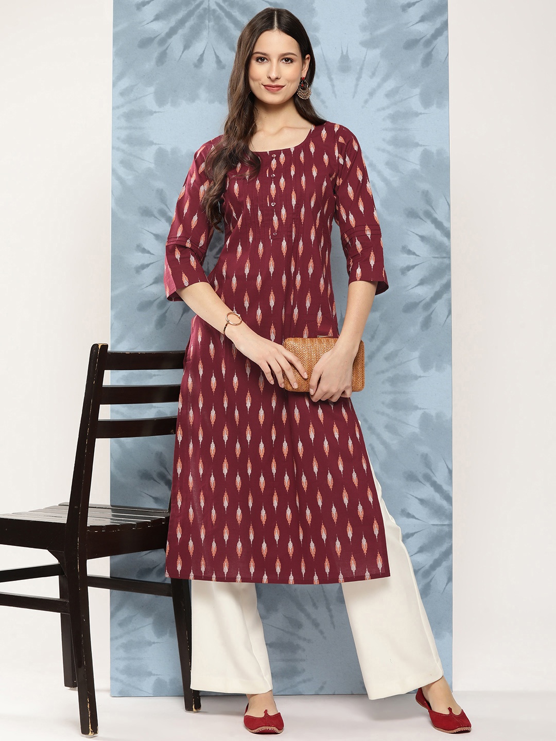 

Nayo Women Ethnic Motifs Printed Kurta, Maroon