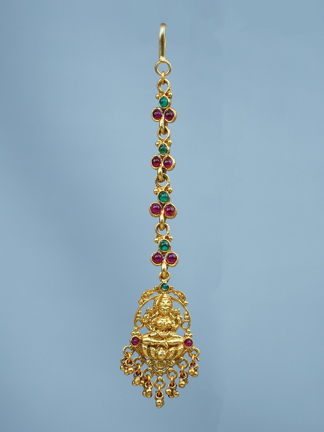 

Diksha collection Gold-Plated Stones-Studded And Beaded Temple Maang Tikka