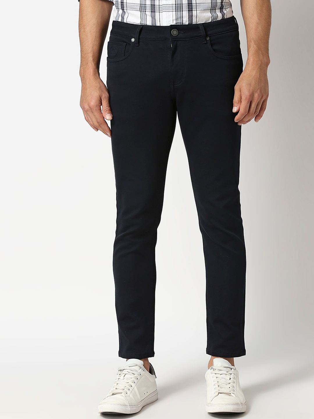 

DRAGON HILL Men Slim Fit Low-Rise Cotton Jeans, Navy blue