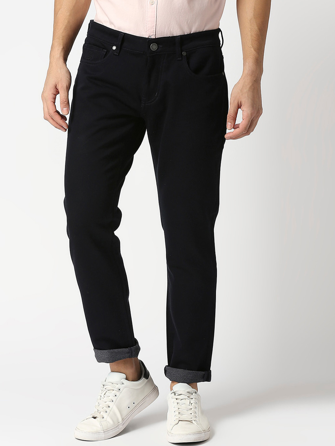 

DRAGON HILL Men Slim Fit Low-Rise Cotton Jeans, Black