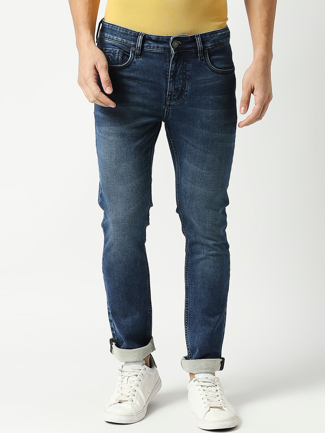 

DRAGON HILL Men Straight Fit Low-Rise Low-Rise Cotton Clean Look Jeans, Blue