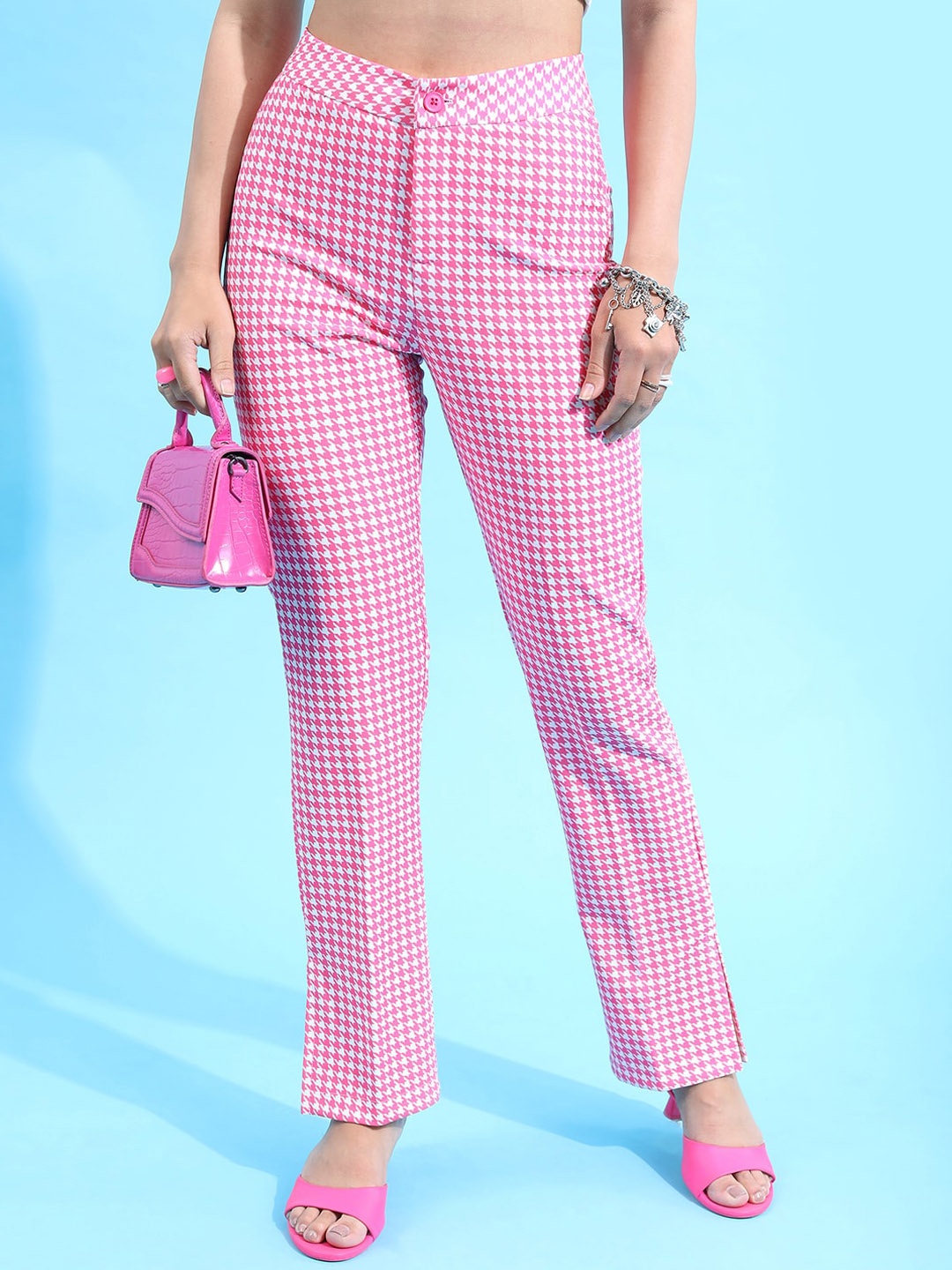 

Tokyo Talkies Women Pink Conversational Printed Trousers