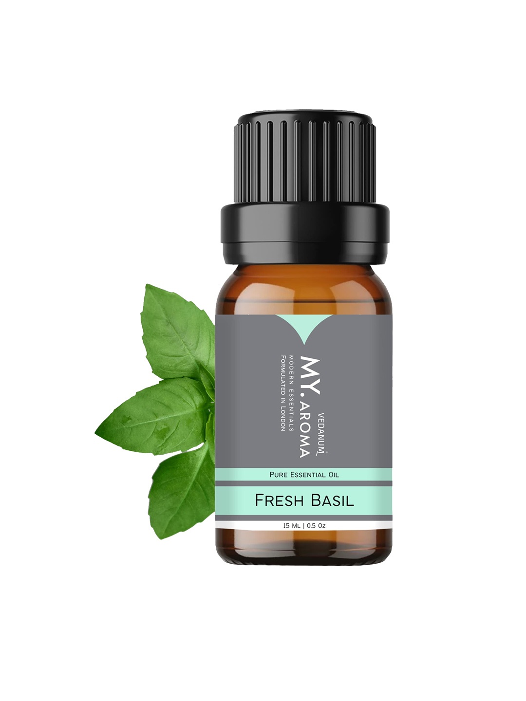 

VEDANUM Premium Organic Basil Essential Oil Fragrance 15ml, Transparent