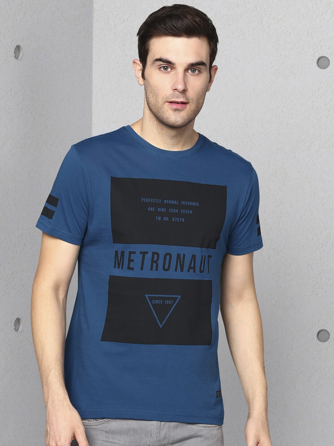 

Metronaut Typography Printed Round Neck T-shirt, Blue