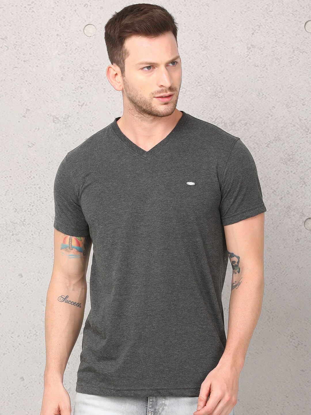 

Metronaut V-Neck Cotton Casual T-shirt, Grey