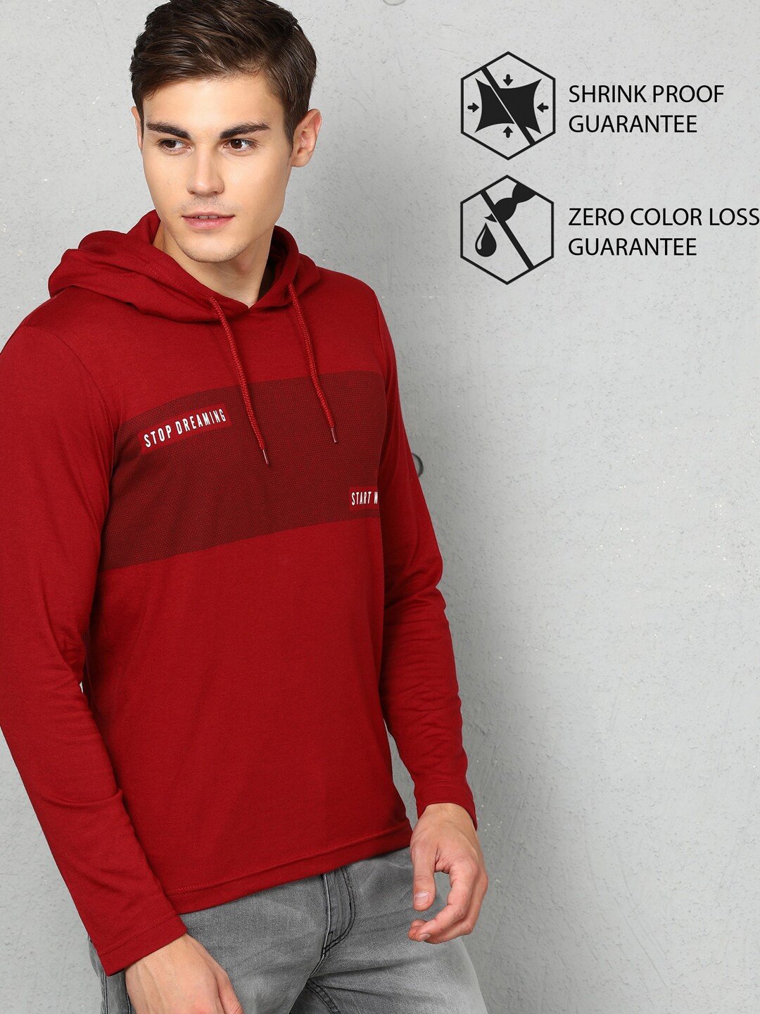 

Metronaut Hooded Long Sleeves T-shirt, Maroon