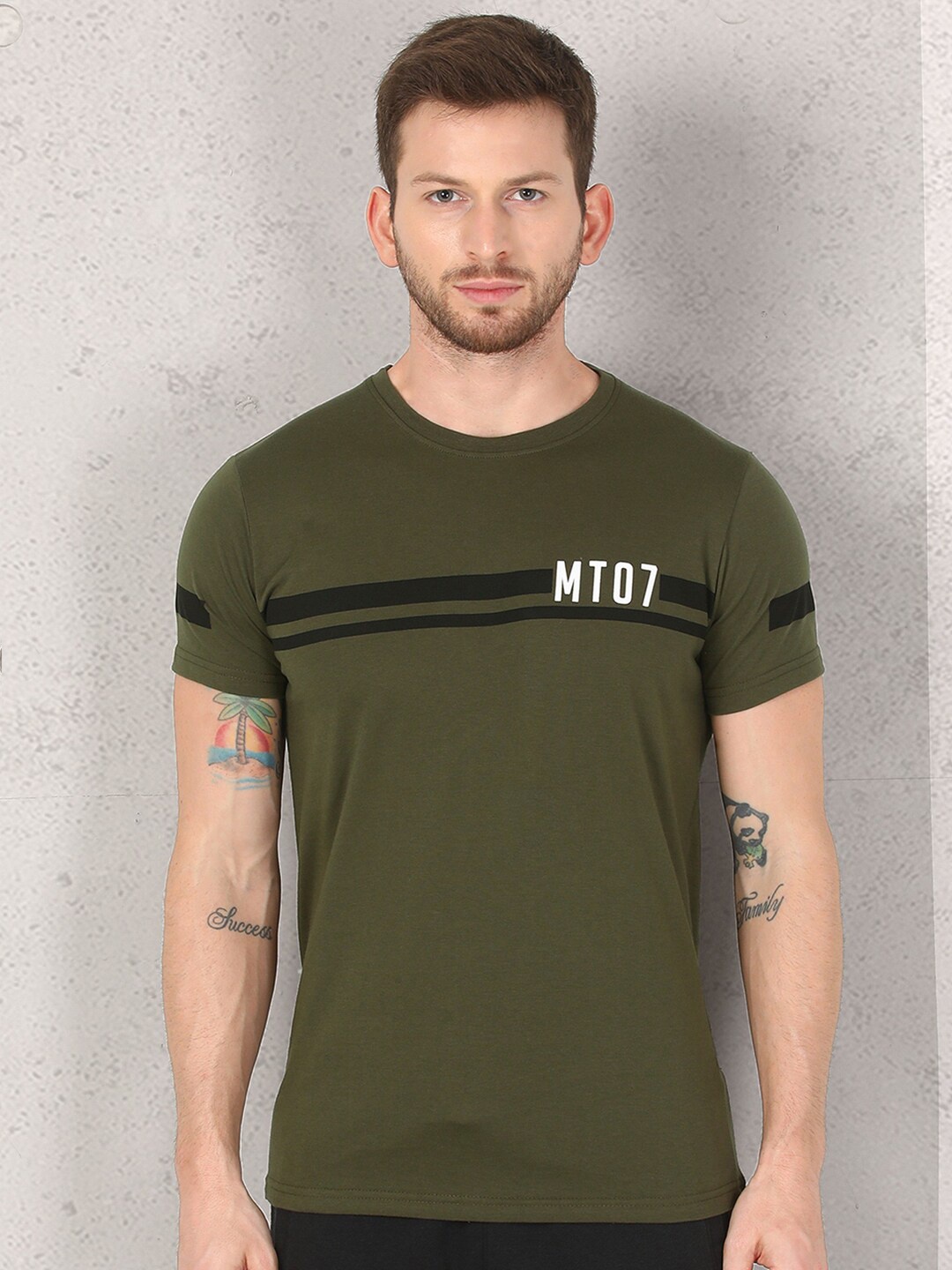 

Metronaut Round Neck Shrink Proof Cotton T-shirt, Olive