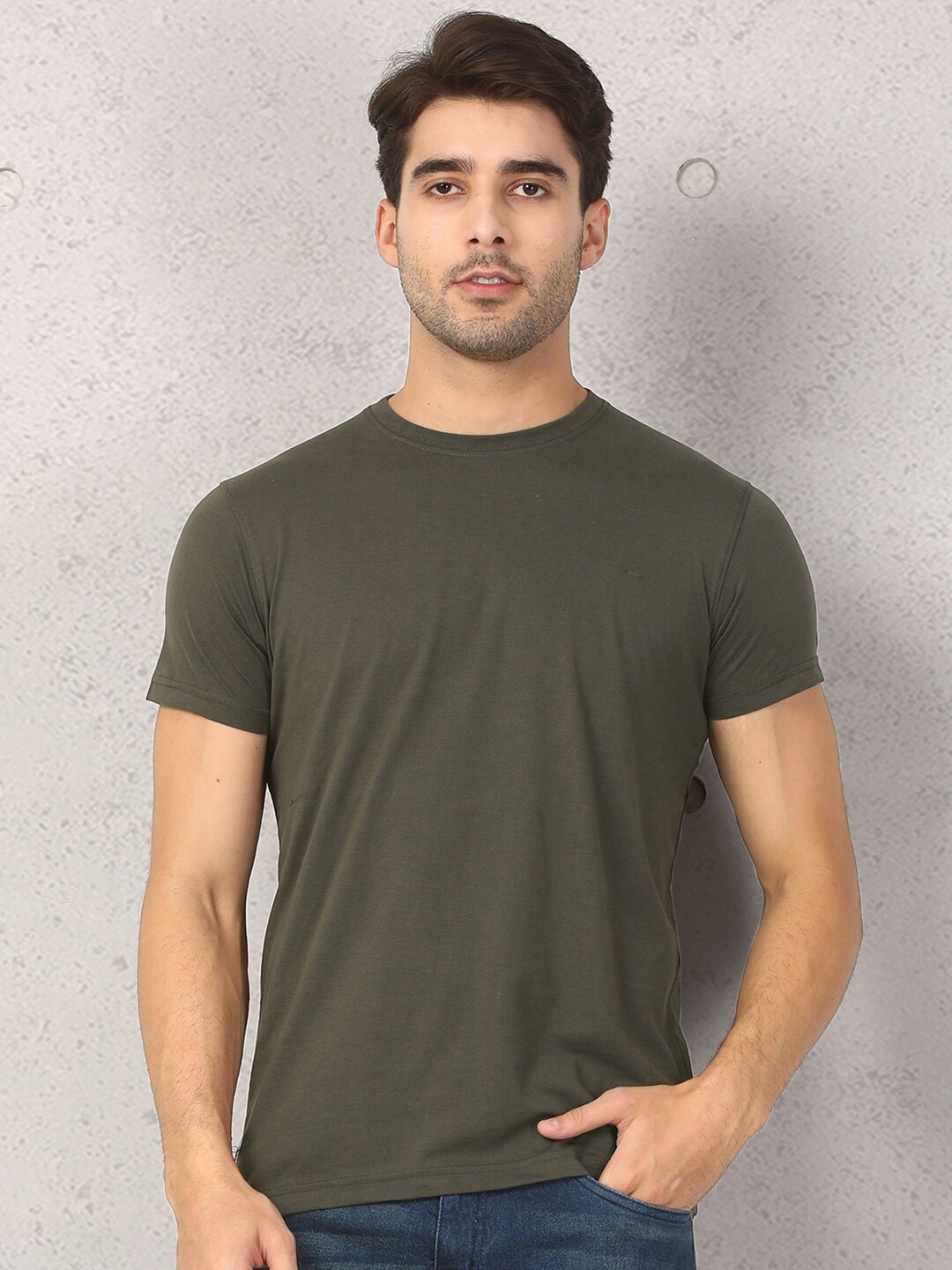 

Metronaut Round Neck Cotton T-shirt, Olive