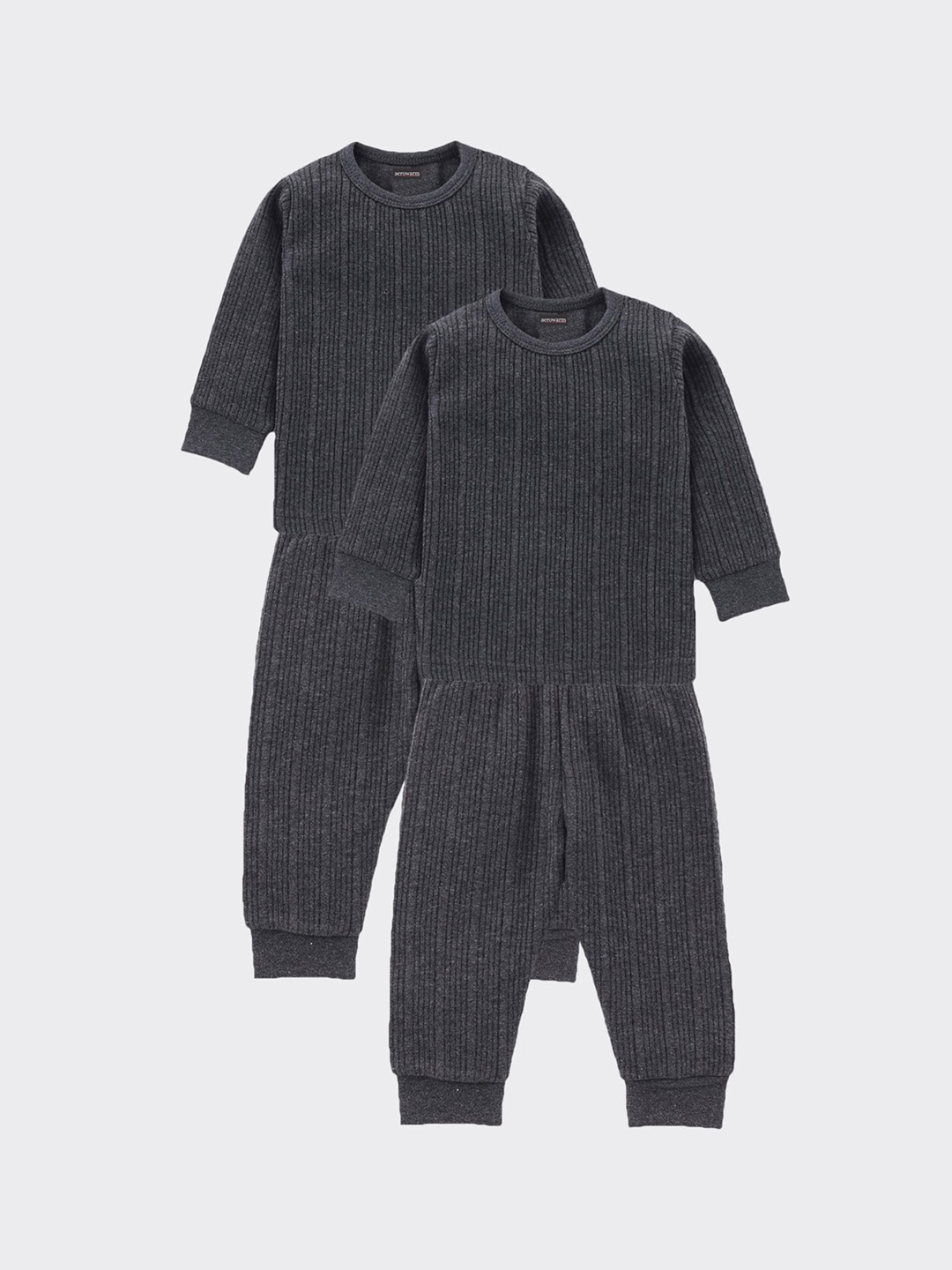 

Aerowarm Kids Pack Of 2 Ribbed Thermal Set, Charcoal