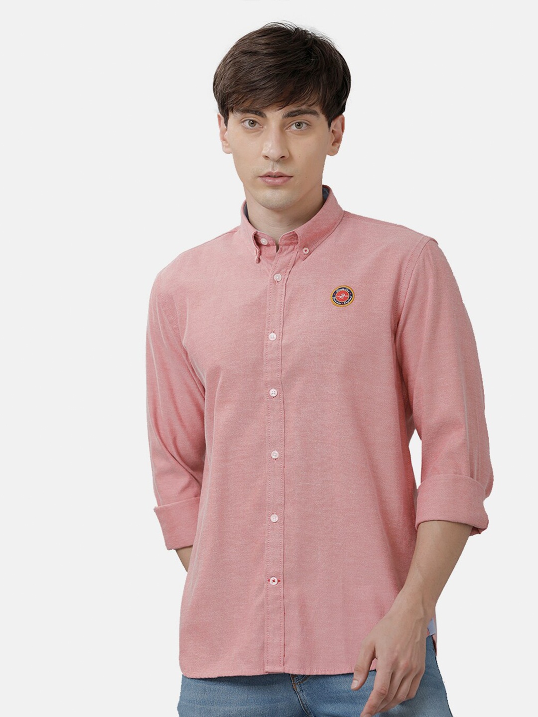 

Double Two Slim Fit Button-Down Collar Cotton Casual Shirt, Pink