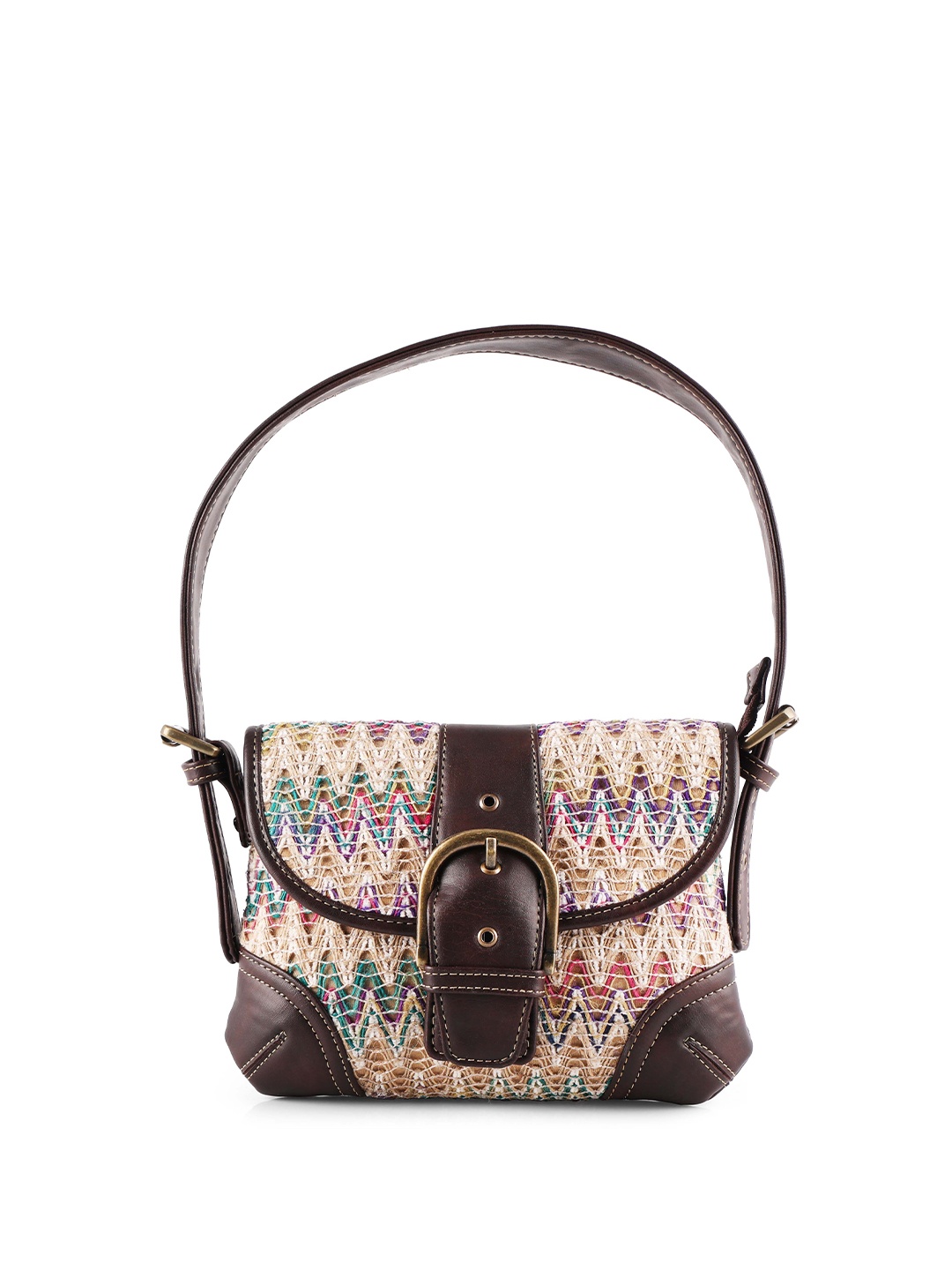 

RUDHIRA Printed Leather Structured Handheld Bag, Beige