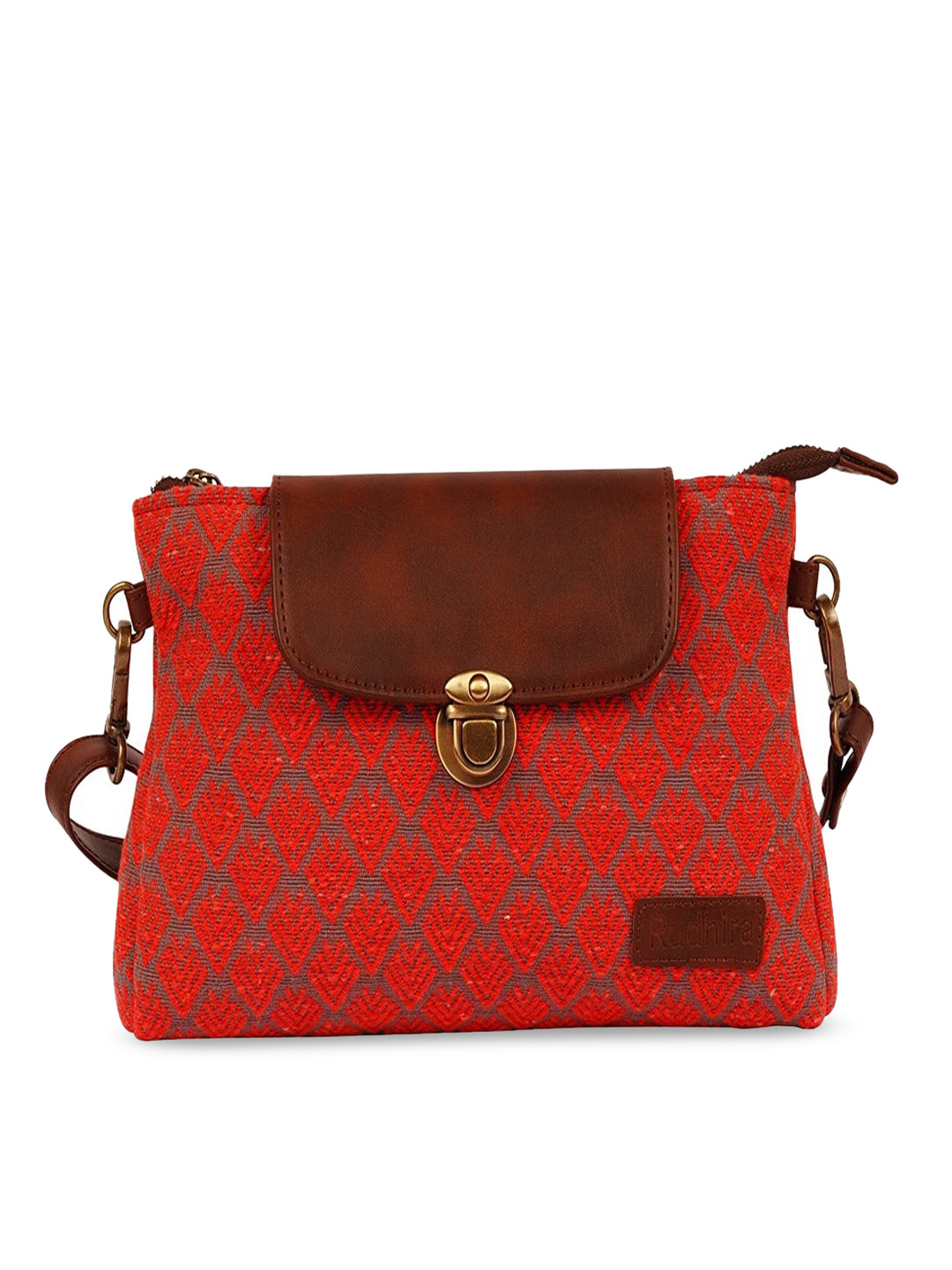 

RUDHIRA Printed Structured Sling Bag, Red
