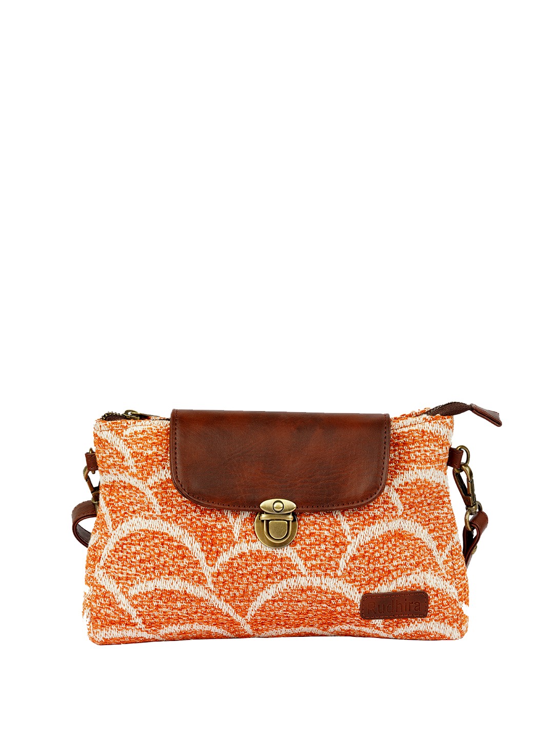 

RUDHIRA Structured Cotton Sling Bag, Orange
