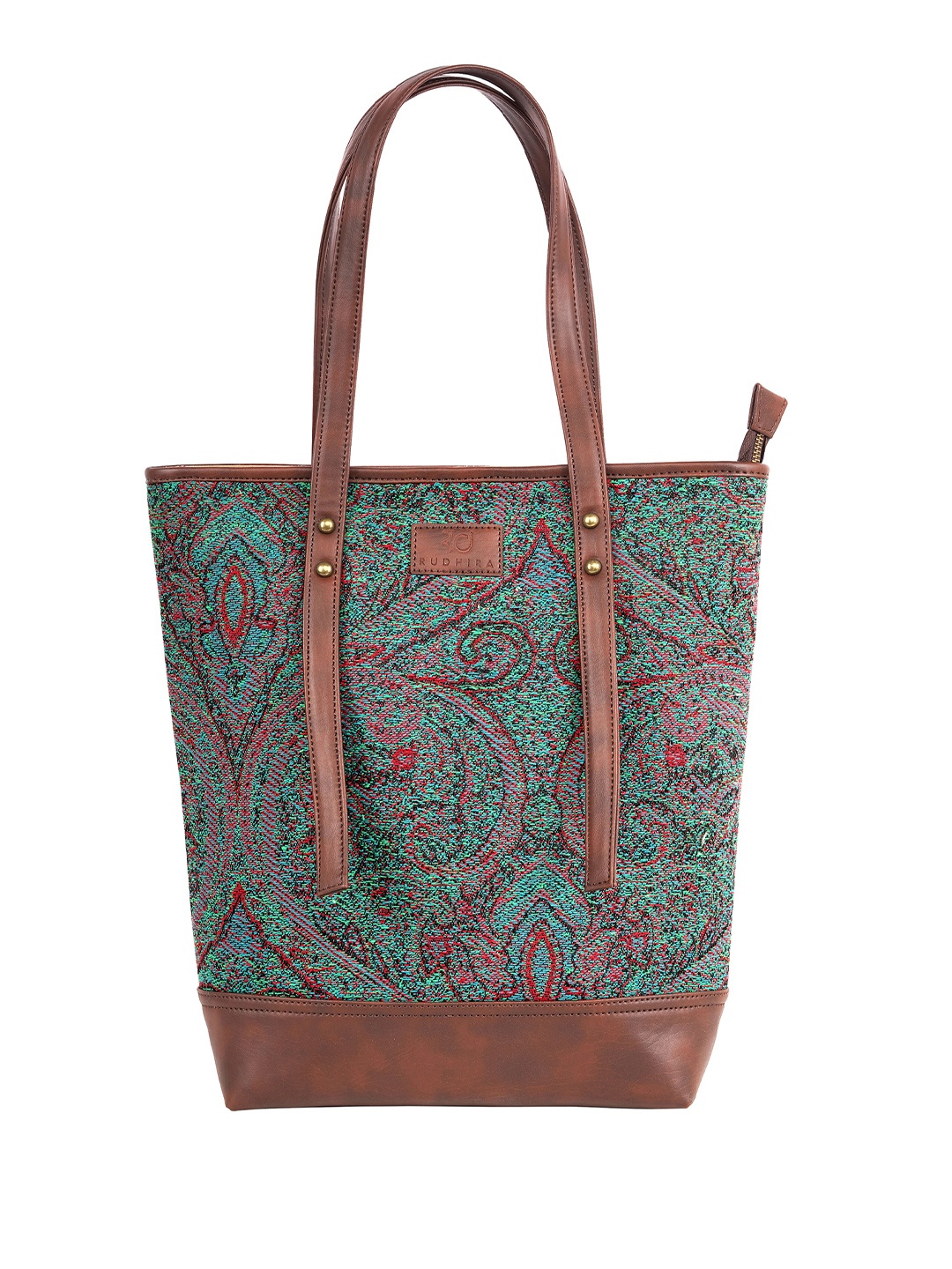 

RUDHIRA Printed Leather Shopper Tote Bag, Blue