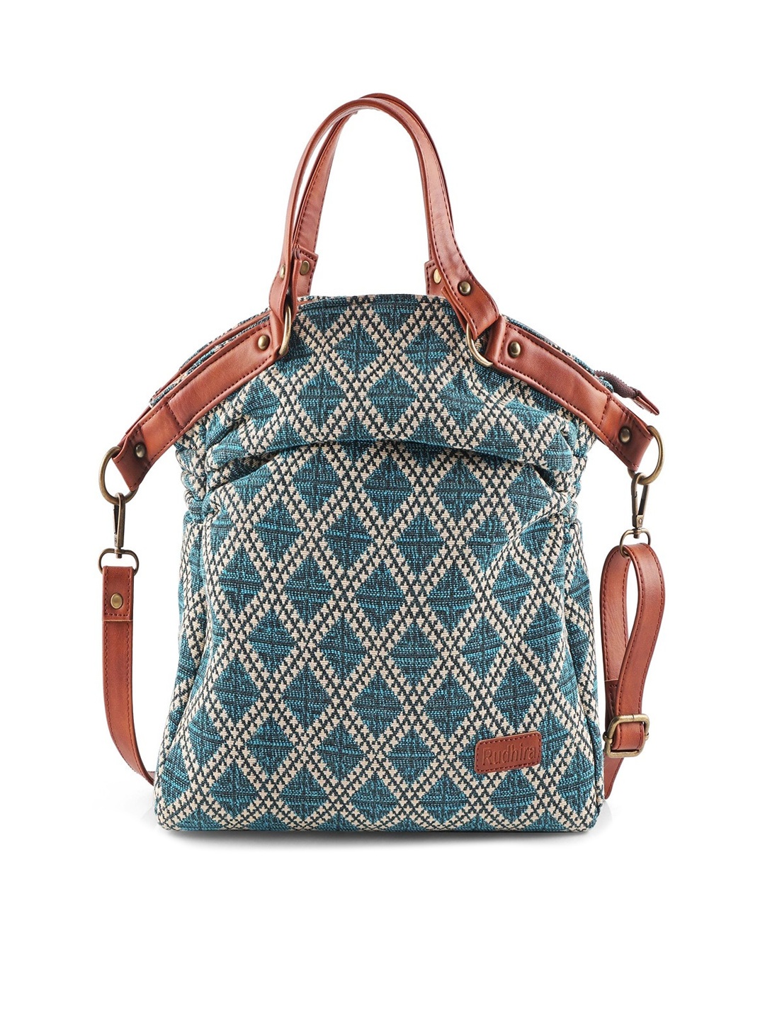 

RUDHIRA Self Design Structured Handheld Bag, Blue
