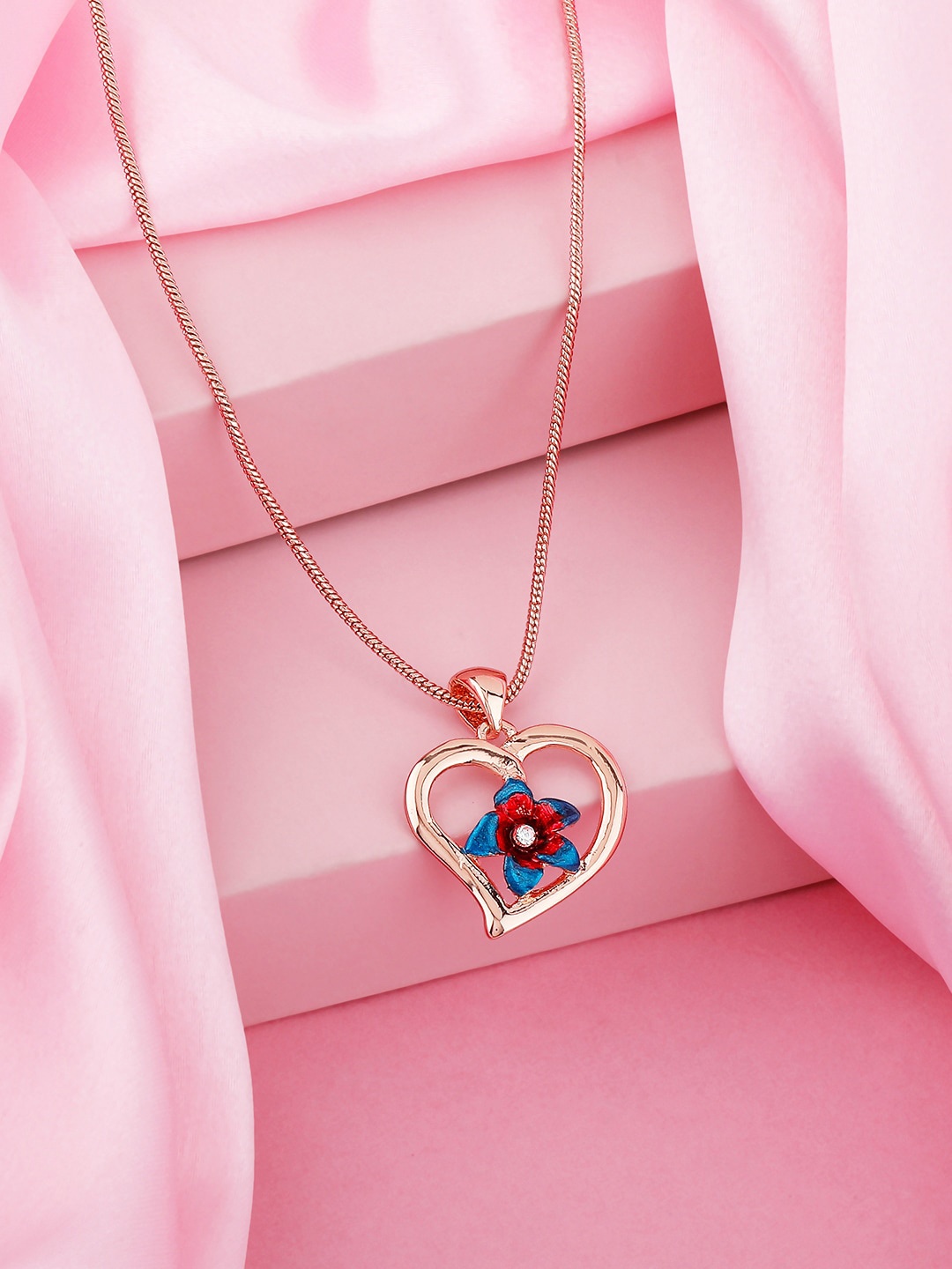 

Estele Rose Gold-Plated Heart Shaped Pendant With Chain
