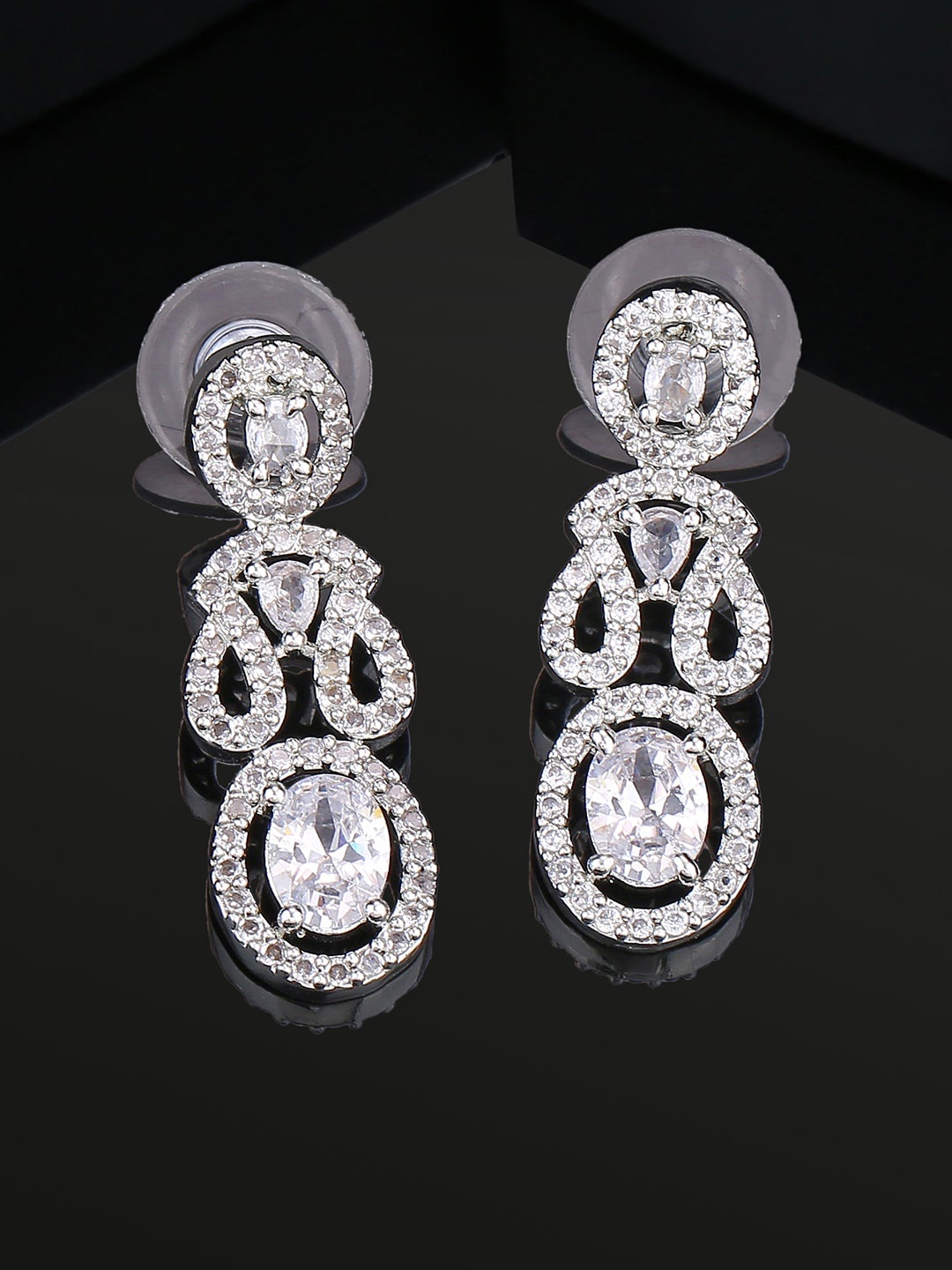 

Estele Rhodium-Plated Geometric Drop Earrings, Silver