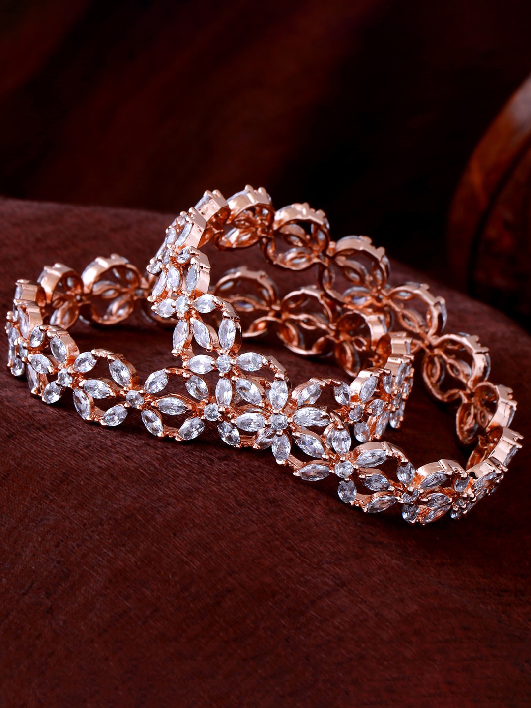 

Estele Set Of 2 Rose Gold-Plated AD-Studded Bangles