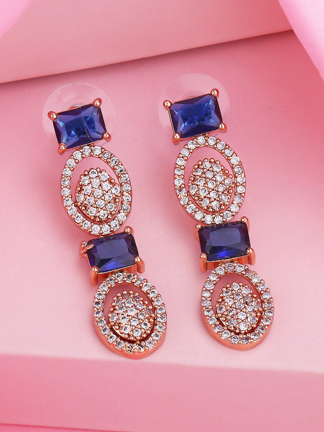 

Estele Rose Gold Plated Geometric Drop Earrings
