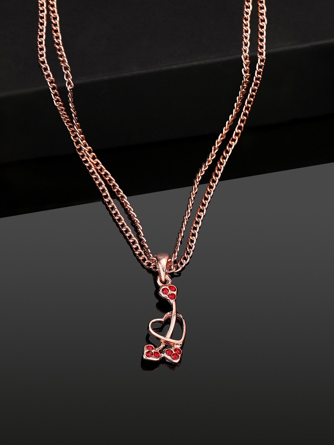 

Estele Rose Gold-Plated Stone-Studded Pendant With Chain