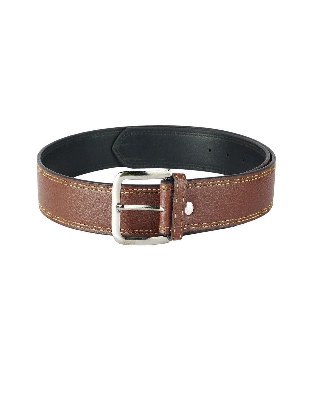

ZEVORA Men Leather Wide Belt, Brown